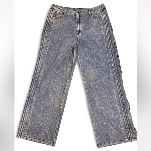 n/a Denim - Women's Wide Leg Blue Denim Jeans